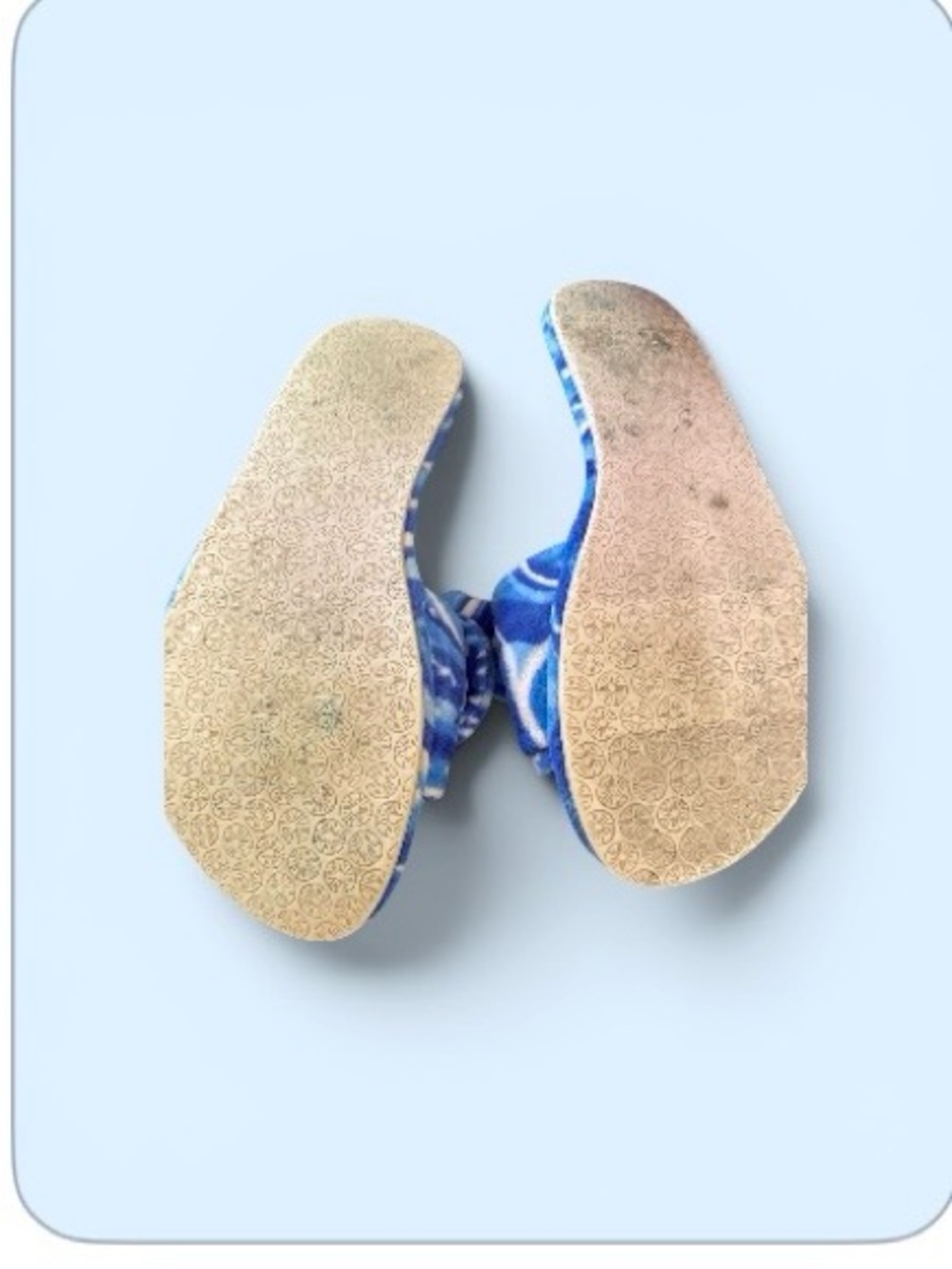 Blue Patterned Knot Slide Slippers - Picture 3 of 6